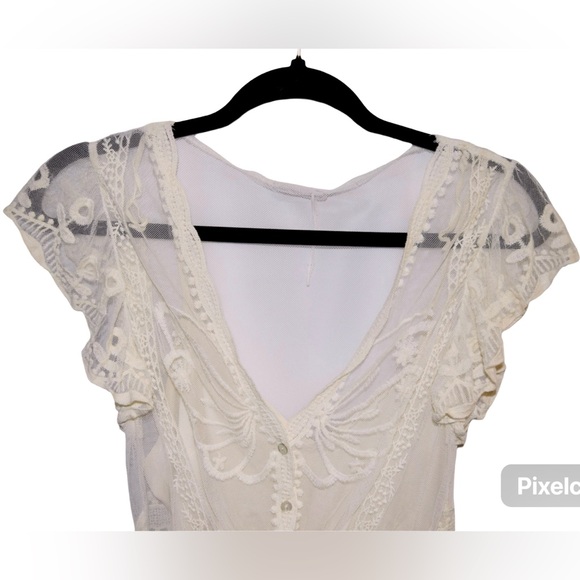 Zara Embroidered Cream Lace Dress - Picture 4 of 4